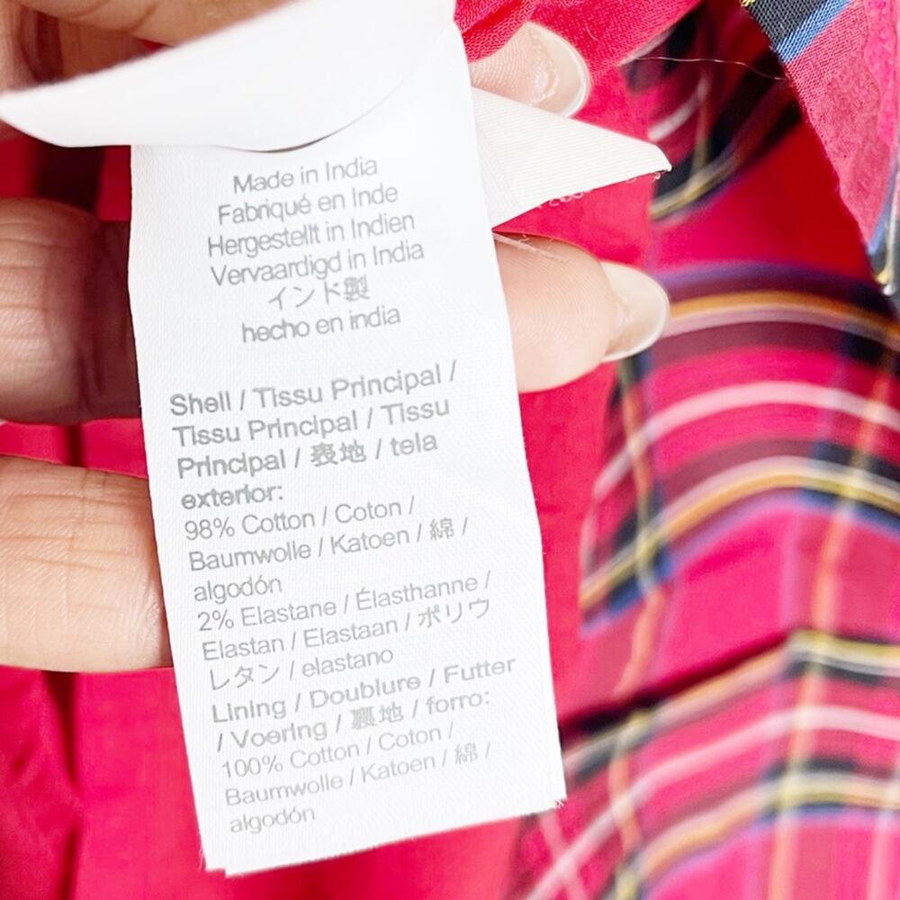 J. Crew Women's Factory Petite‎ Tiered Tartan Red Ruffle Midi Dress Size 00 - Picture 6 of 6